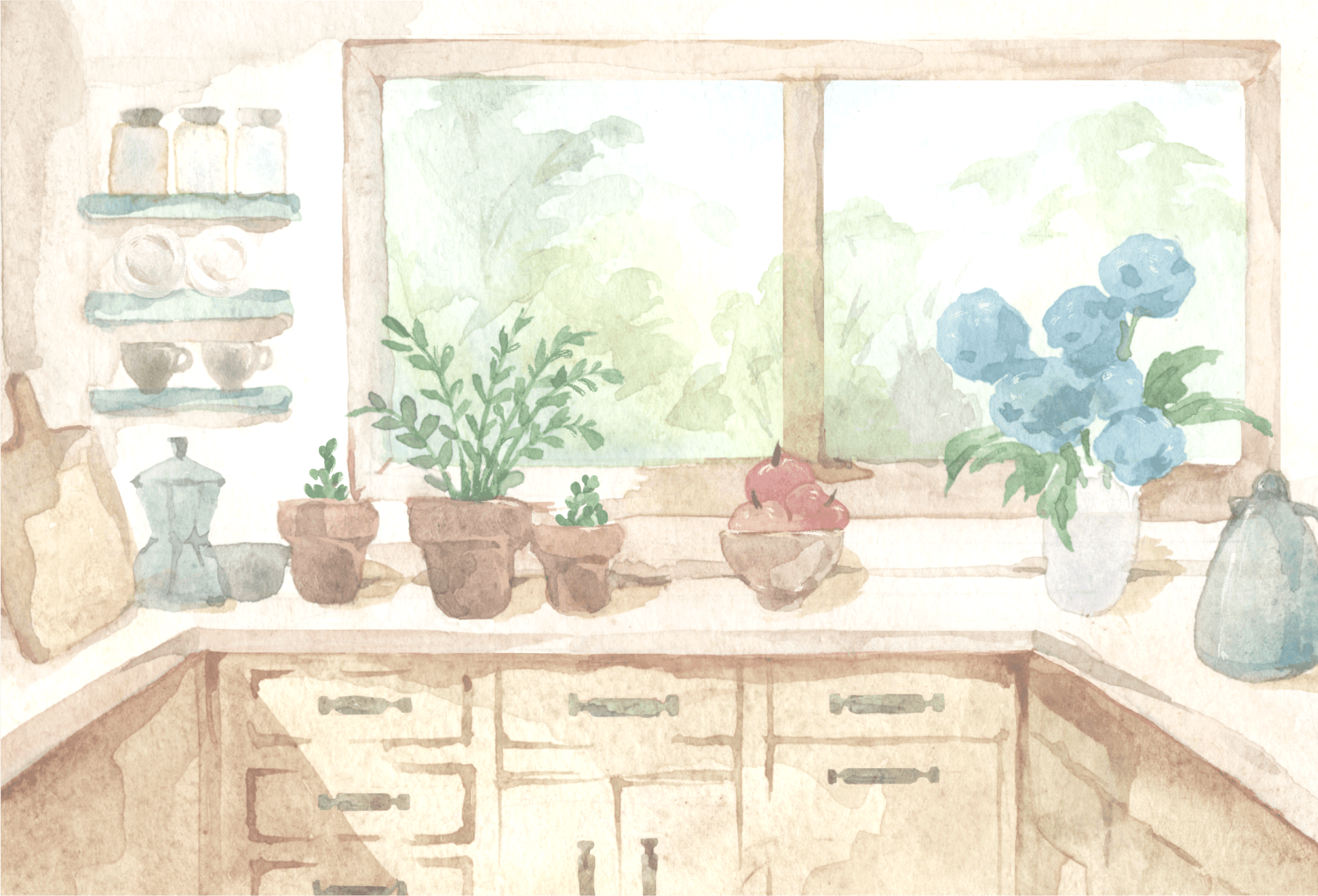 Watercolor Kitchen